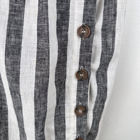 NWT Infinity Raine Love Tree Linen Button Up Stripe V Neck Dress, Size M - Picture 5 of 14